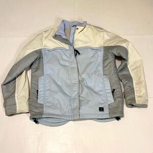 Old Navy  Light Gray Blue and Cream Puffer Jacket